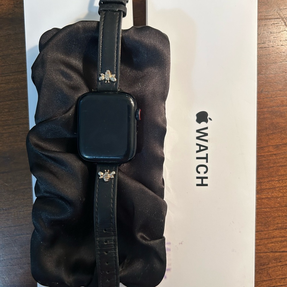 Apple Smartwatch with Black Leather Strap